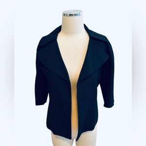 Ann Taylor Vintage Style Tweed Open-Front Black Jacket Sz 2